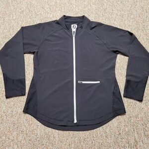 Footjoy Jacket Womens Large Black Full Zip Lightweight Performance Golf Outdoors